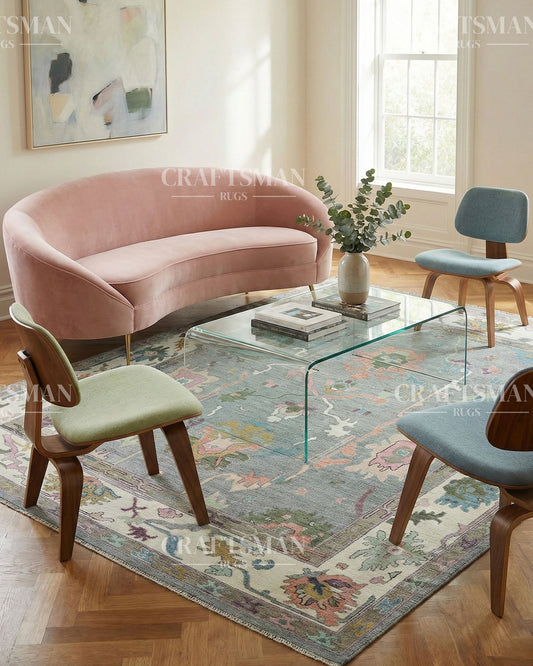 Seljuk Wool Hand-Knotted Oushak-Inspired Rug