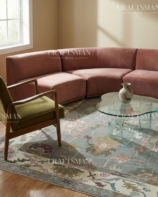 Seljuk Wool Hand-Knotted Oushak-Inspired Rug