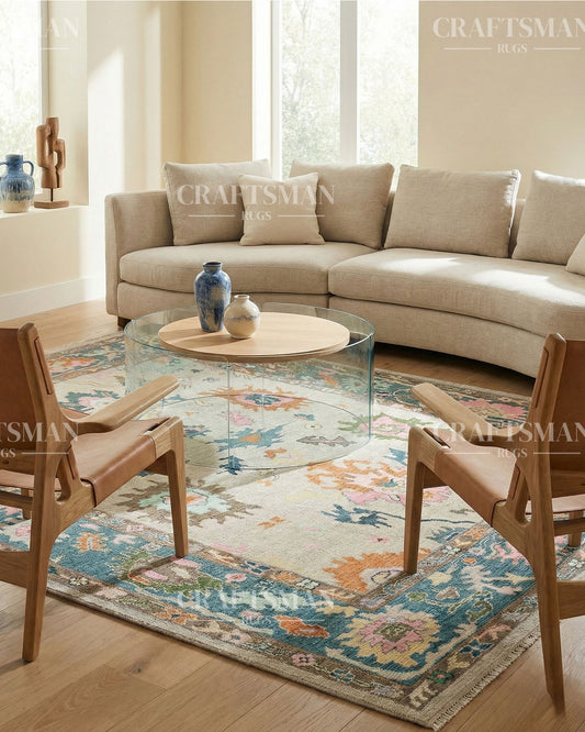 Troya Wool Hand-Knotted Oushak-Inspired Rug