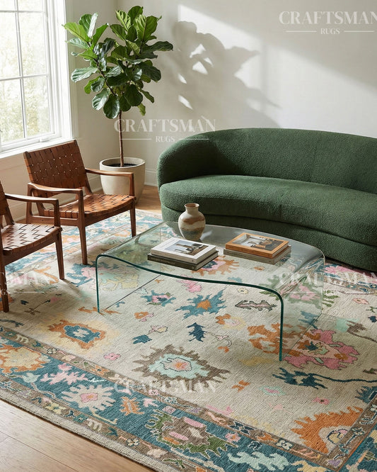 Troya Wool Hand-Knotted Oushak-Inspired Rug