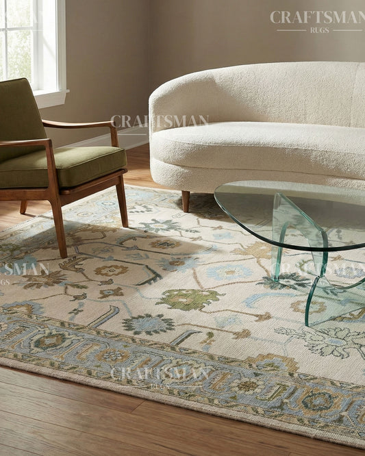 Byzantia Wool Hand-Knotted Oushak-Inspired Rug