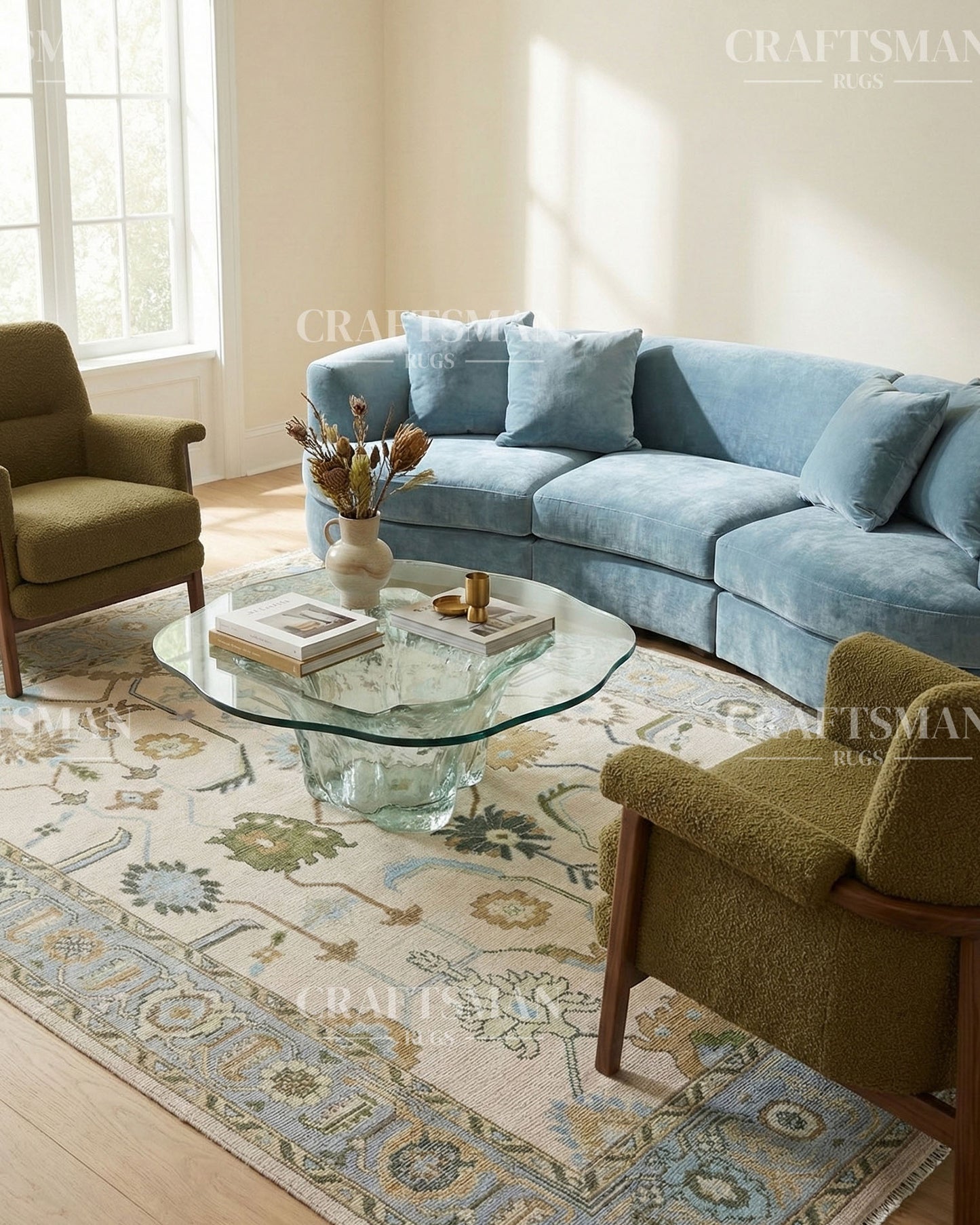 Byzantia Wool Hand-Knotted Oushak-Inspired Rug