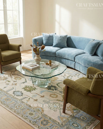 Byzantia Wool Hand-Knotted Oushak-Inspired Rug