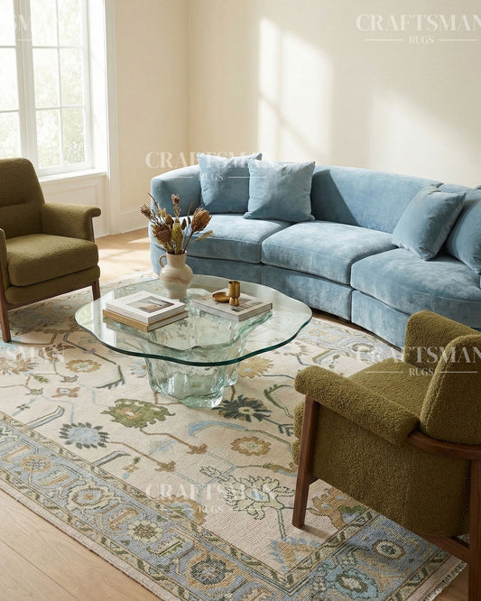 Byzantia Wool Hand-Knotted Oushak-Inspired Rug
