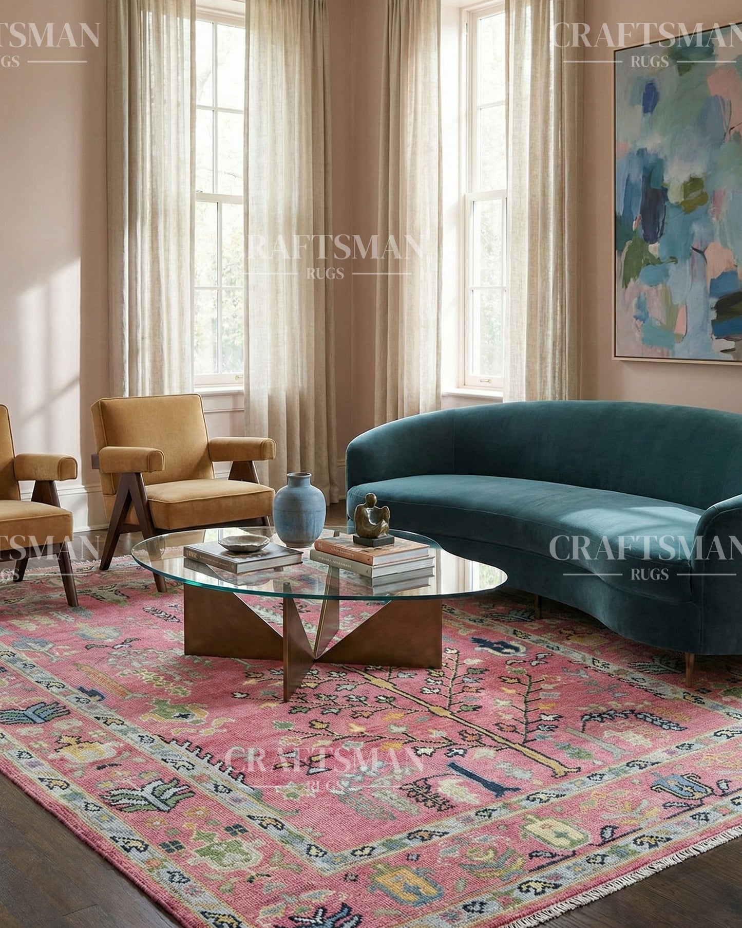 Floran Wool Hand-Knotted Oushak-Inspired Rug