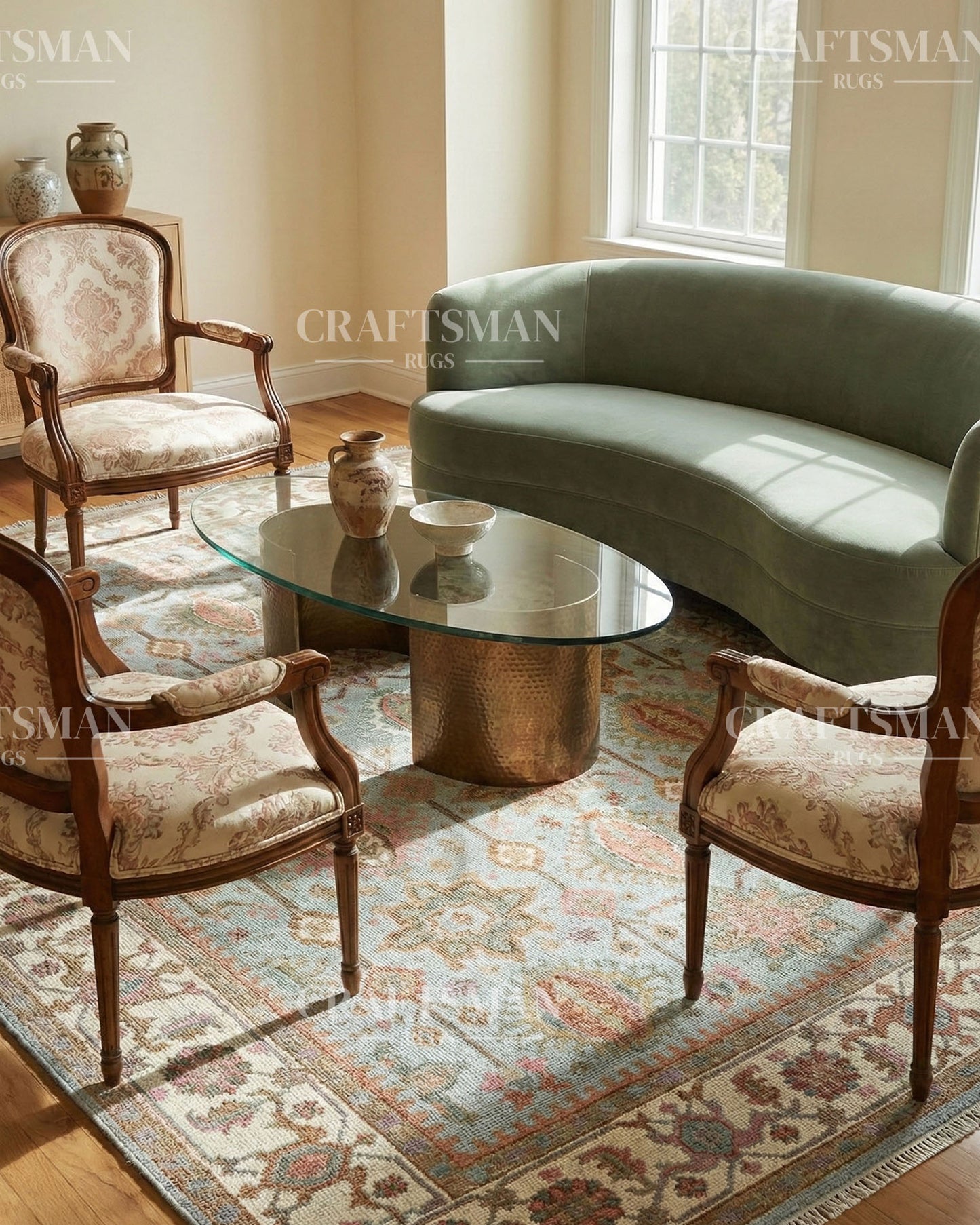 Verdura Wool Hand-Knotted Oushak-Inspired Rug