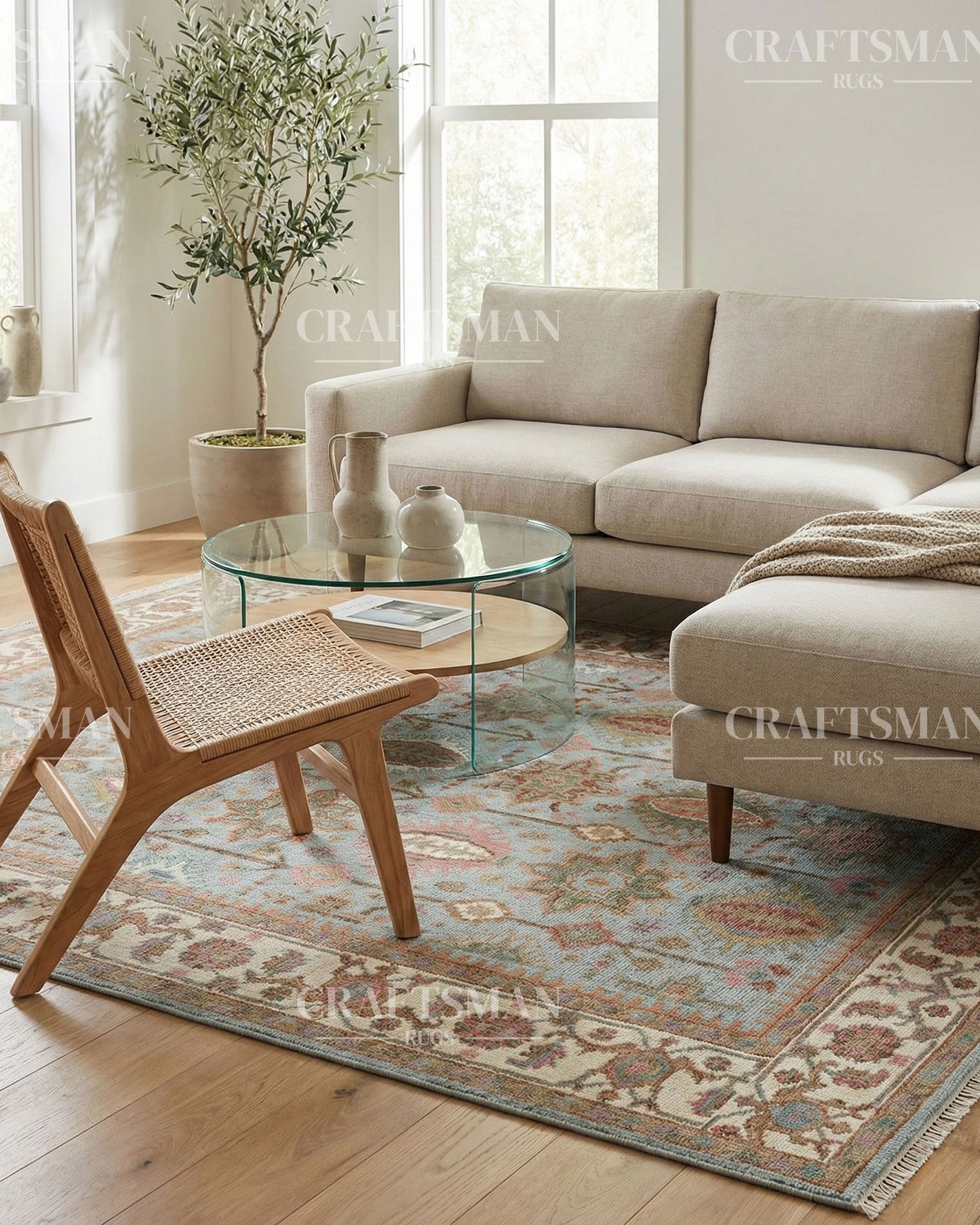 Verdura Wool Hand-Knotted Oushak-Inspired Rug