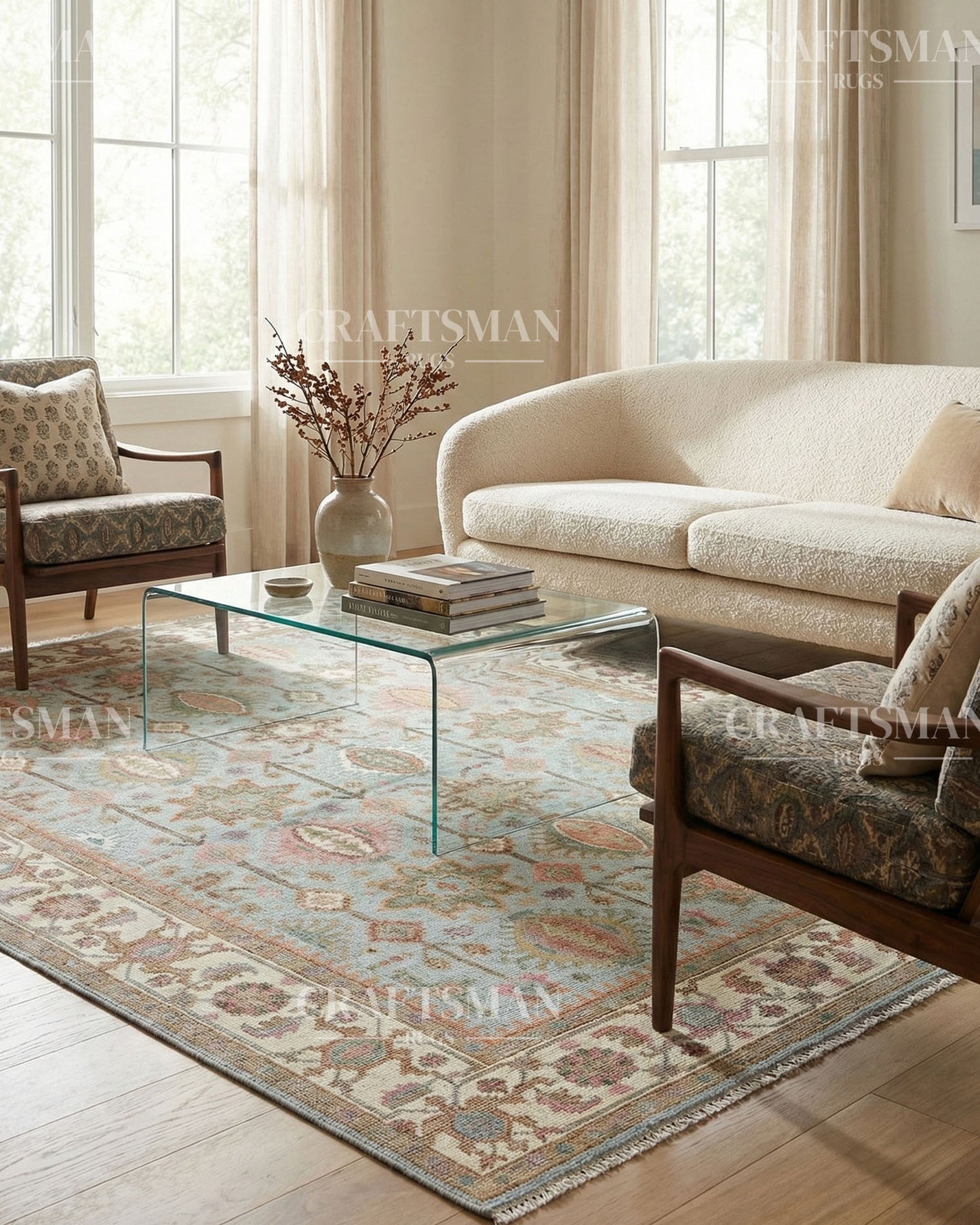 Verdura Wool Hand-Knotted Oushak-Inspired Rug