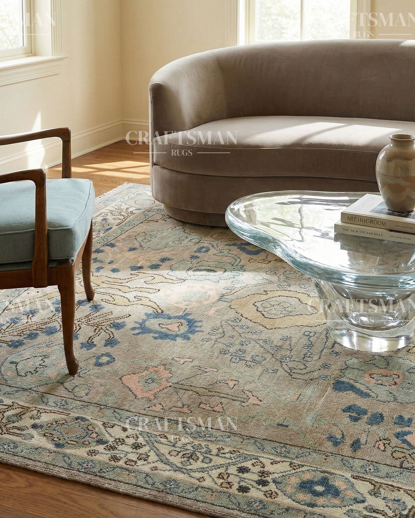 Loomra Wool Hand-Knotted Oushak-Inspired Rug