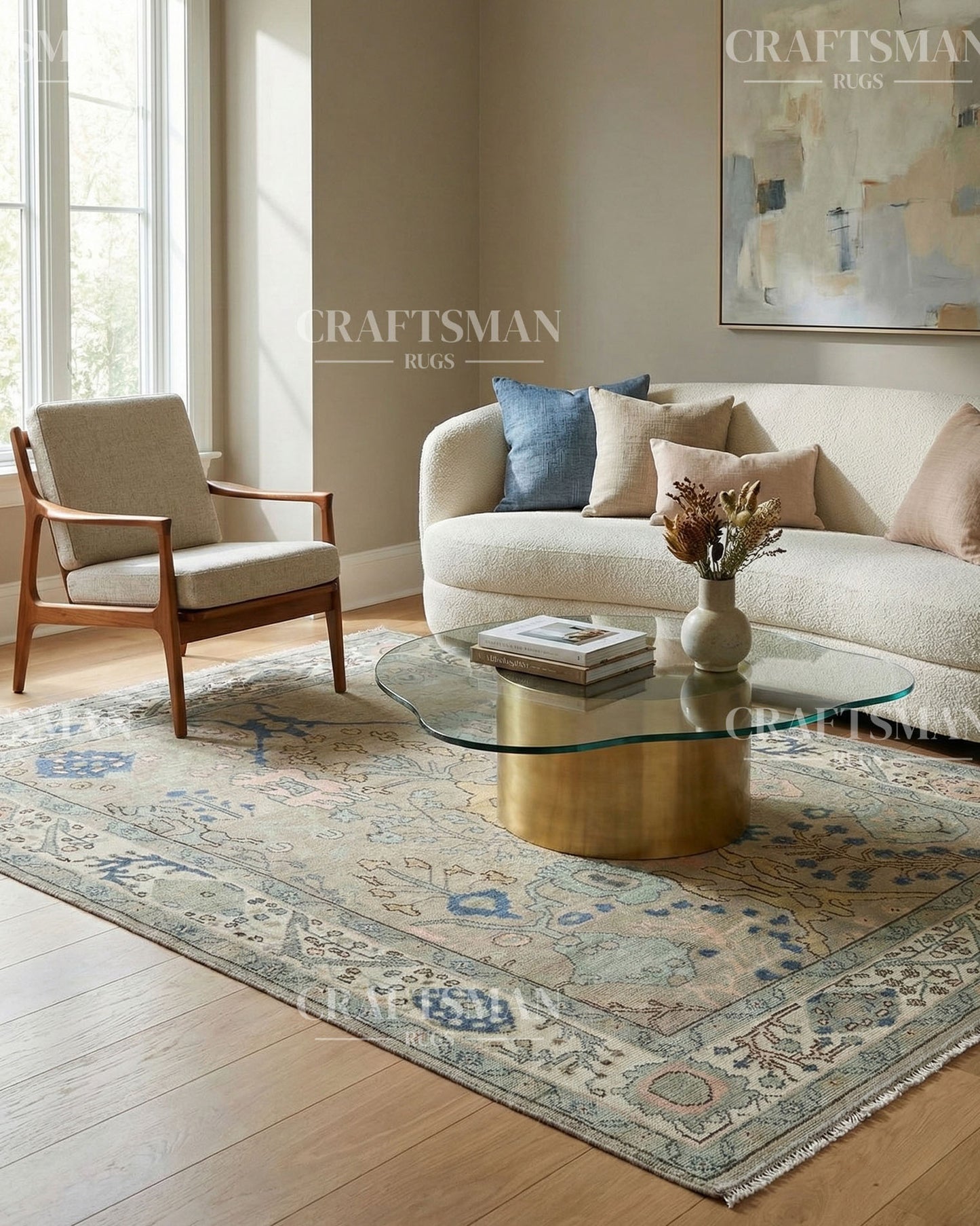 Loomra Wool Hand-Knotted Oushak-Inspired Rug