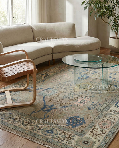 Loomra Wool Hand-Knotted Oushak-Inspired Rug