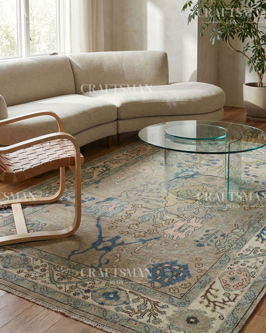 Loomra Wool Hand-Knotted Oushak-Inspired Rug