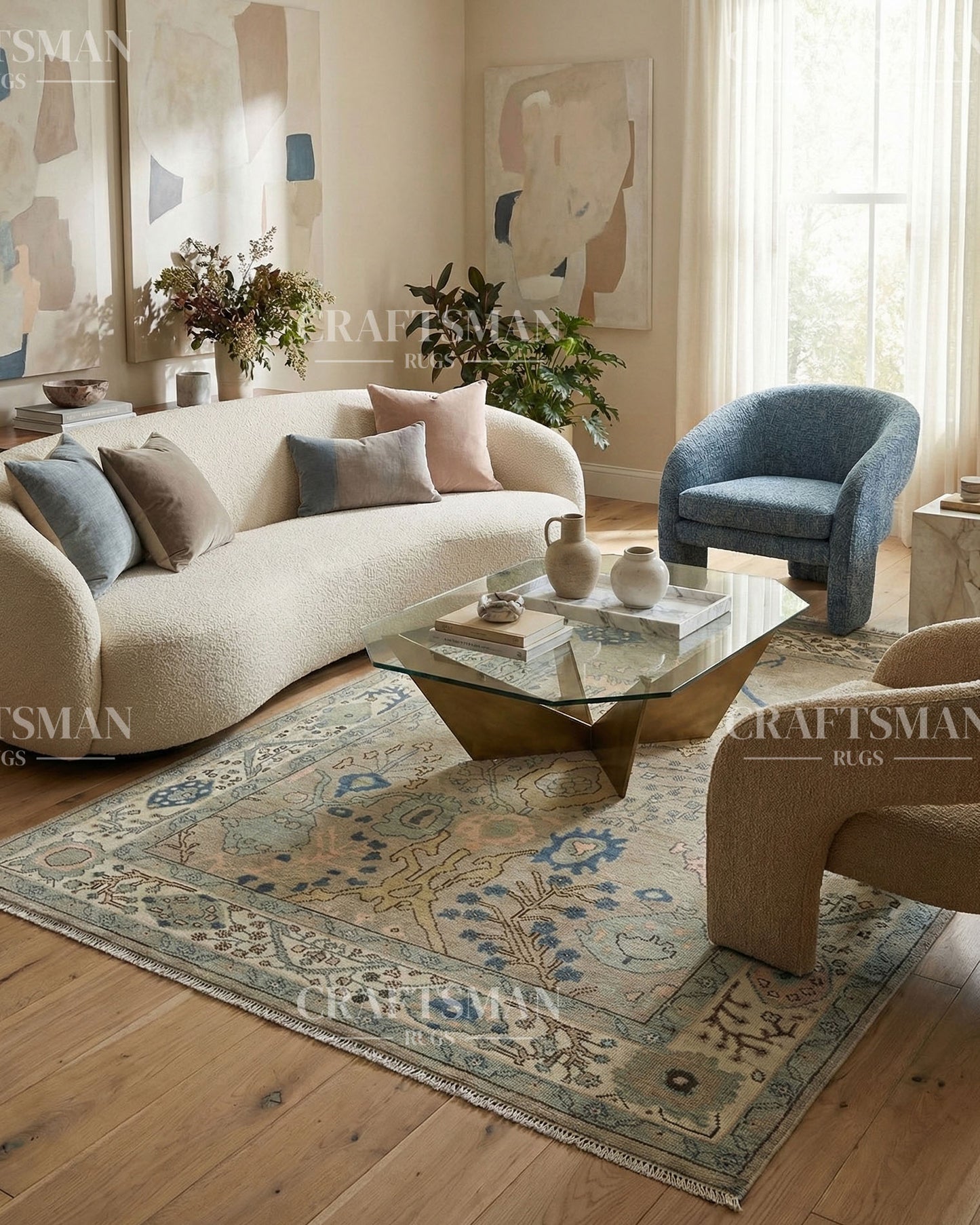 Loomra Wool Hand-Knotted Oushak-Inspired Rug