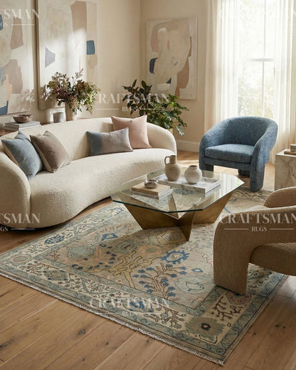 Loomra Wool Hand-Knotted Oushak-Inspired Rug