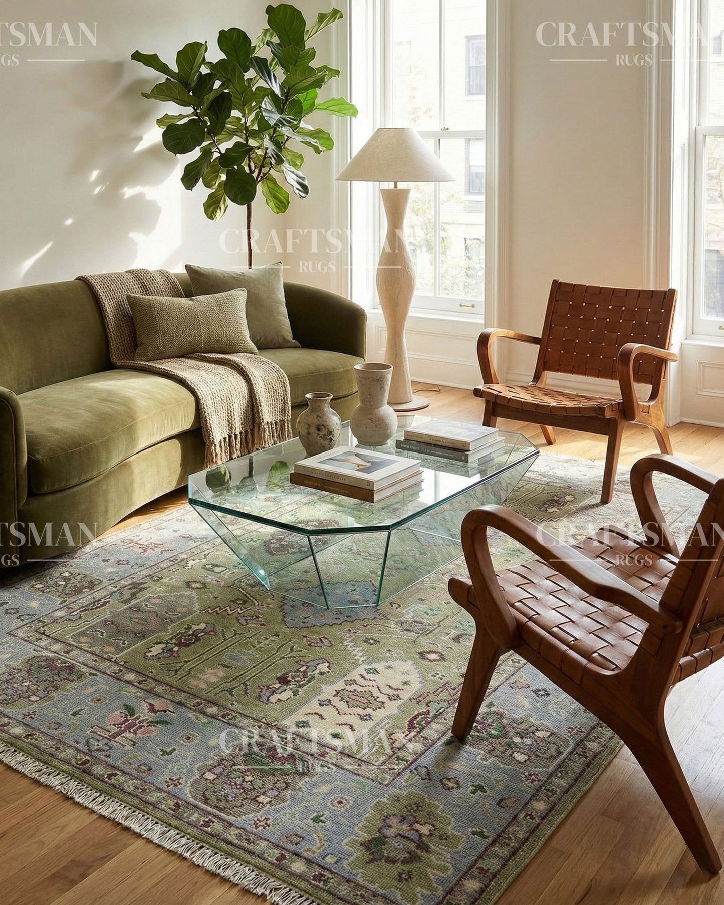 Clayra Wool Hand-Knotted Oushak-Inspired Rug