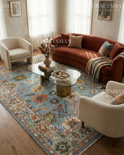 Knatura Wool Hand-Knotted Oushak-Inspired Rug