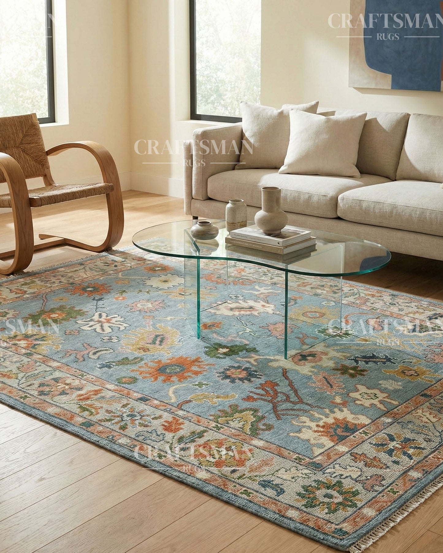 Knatura Wool Hand-Knotted Oushak-Inspired Rug