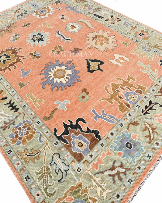 8x10 feet Wool Hand-Knotted Oushak-Inspired Rug | Craftsman Rugs Exclusive