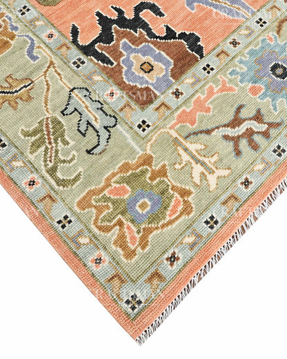 Quyora Wool Hand-Knotted Oushak-Inspired Rug