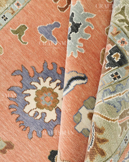 Quyora Wool Hand-Knotted Oushak-Inspired Rug