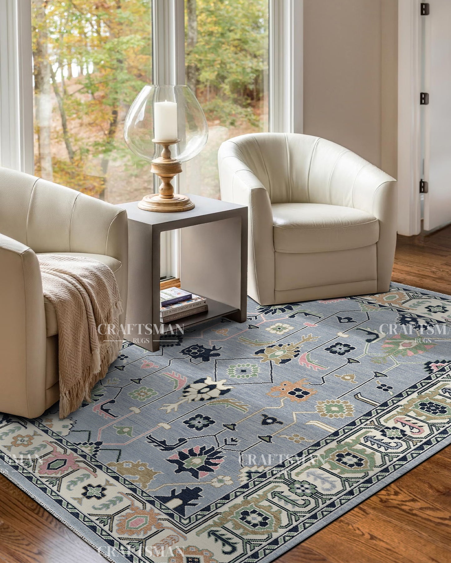 Orlena Wool Hand-Knotted Oushak-Inspired Rug