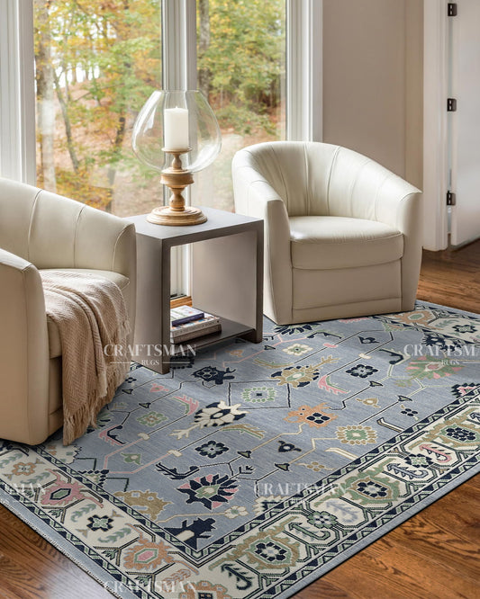 Orlena Wool Hand-Knotted Oushak-Inspired Rug